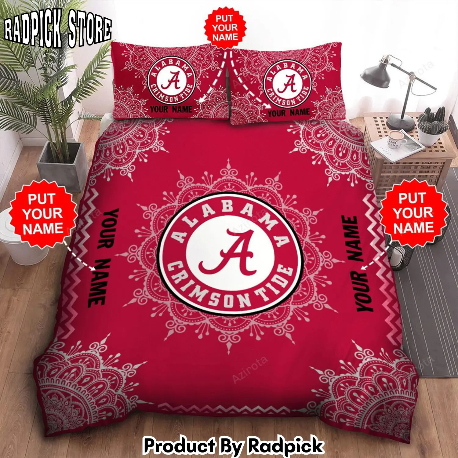 Radpick alabama crimson tide custom name bedding set v5 rp3278861